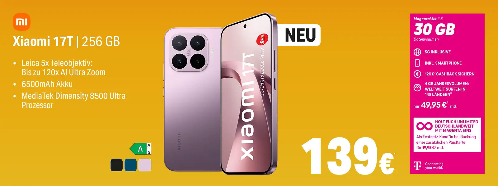 Werbebanner: Xiaomi 17T 256 GB Smartphone mit Leica-Kamera und 6500mAh Akku